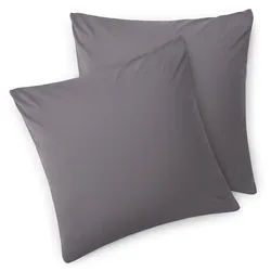 Blumtal Kissenbezug Agneta 50/50 cm, 2er-Set, 100% Baumwolle, Grau , Textil , Quadratisch , 50x50 cm , Oeko-Tex® Standard 100 , Heimtextilien, Bezüge, Kissenbezüge