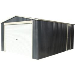 Garage aus Metall anthrazit 17,31m2 Rolltor + Verankerungskit X-METAL