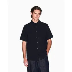 Armani Exchange für Herren. XM001237AF13141UB101 Hemd aus marineblauem gefärbtem Garn (XXL), Lässig, Baumwolle, Kurzarm