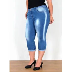 ESRA Caprijeans Capri Jeans Damen High Waist 3/4 Hose Stretch kurze Jeans Damen Sommer Damen Capri Jeans Stretch Jeans High Waist Damen 3/4 Jeans Kurz Damen blau 54