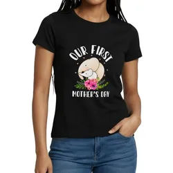 Spreadshirt T-Shirt Erster Muttertag Elefant, Our First Mother ́s Day Frauen T-Shirt (1-tlg) schwarz XXL