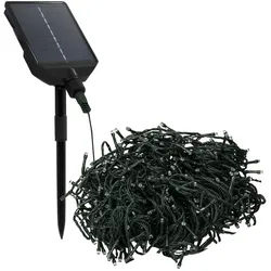 ECD-Germany Solar Lichterkette Aussen 11m 560Led Warmweiß 13 Modi Timer Wasserfest , Grün , Kunststoff , Freiform , 1420 cm , Dekoration, Weihnachtsdekoration, Dekoblumen