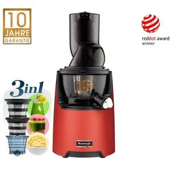 Kuvings Entsafter Whole Slow Juicer EVO820 Signature (NS-1256CEC), 240,00 W, 3-in-1 Mastizierender Kaltpress-Entsafter mit Smoothie-, Sorbetfilter rot