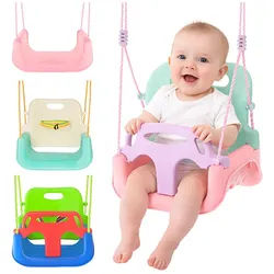 KRUZZEL Einzelschaukel 3-in-1 Kinderschaukel, bunt, an Seilen, für Haus und Garten, bis 30 kg, 3 Farben zur Auswahl & verstellbarer Rückenlehnengurt & rutschfest blau|grün