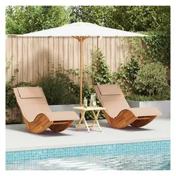 vidaXL Gartenliege, Sonnenliege mit Kissen 2-Person 2 pcs Braun Massivholz Akazie