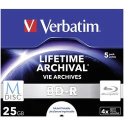 Verbatim Blu-ray-Rohling Verbatim 43823 M-DISC Blu-ray Rohling 25 GB 5 St. Jewelcase Bedruckbar
