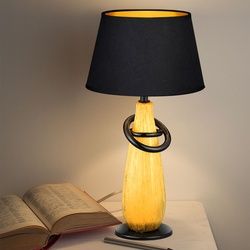 Tischlampe dimmbar mit Fernbedienung Schlafzimmer Keramik Gold LED Tischleuchte, RGB Farbwechsel, Schnurschalter, 3,5W 200lm warmweiß, DxH 20x38 cm