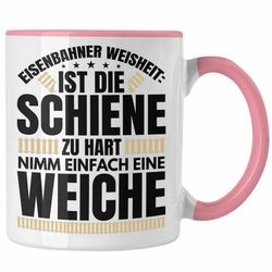 Trendation Tasse Trendation - Weiche Lokführer Tasse Geschenk Eisenbahner Spruch Lokomotive Geschenkidee Eisenbahn Modelleisenbahn rosa