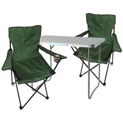 Mojawo Essgruppe 3-teiliges Campingmöbel Set Grün XL Tisch 80x60x68cm + Campingstühle grün