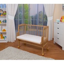 Waldin Beistellbett Baby Beistellbett mit Matratze, Buche massiv, verstellbar