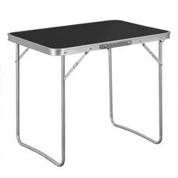 Woltu Campingtisch (1-St), mit Griff, zusammenklappbar aus Alu und MDF schwarz 70 cm x 60 cm x 50 cm