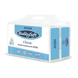 BulkySoft® Classic Papier-Handtücher V-Falz, 2-lagig, V-Falz Falthandtücher im praktischen Easybag, 1 Packung = 12 x 250 = 3.000 Tücher