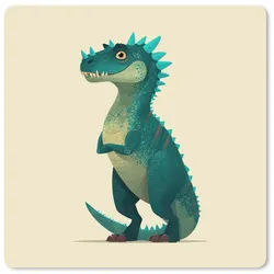 MuchoWow Mauspad Dinosaurier - Türkis - Stacheln (1-St), Mauspad groß, Zubehör für Gaming Zimmer, Desk Mat, 80x80 cm 80 cm x 80 cm