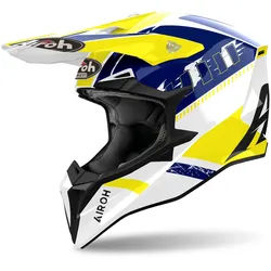 Airoh Wraaap Feel Motocross Helm, weiss-blau-gelb, Größe XL für Männer
