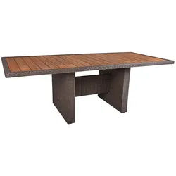 Gardenson Gartentisch , Braun, Schwarz , Holz, Metall, Kunststoff , Akazie , Hartholz , rechteckig , eckig , 100x75x220 cm , gastro- und objekttauglich, regenabweisend, UV-beständig, wetterfest , Holzmöbel, Holztische, Gartentische Holz