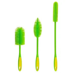 Kochblume Reinigungsbürsten-Set Silikonbürsten, (Spar-Set, 3-tlg), Köpfe untereinander austauschbar grün