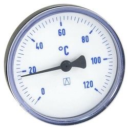 AFRISO Bimetall-Thermometer - Gehäuse ABS-Kunststoff schwarz (Ø 63 mm), 1/2'' x 40 mm, Skala 0-120 °C, BLAU