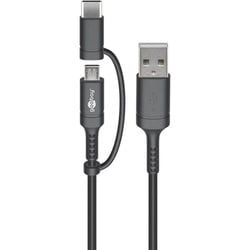 Lade- und Synchronisations Kombikabel (mit USB A auf Micro-USB & USB-C) mit Micro-B und USB-C Stecker