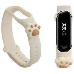 kwmobile Uhrenarmband Sportarmband für Xiaomi Mi Band 4 / Mi Band 3 Armband, Fitnesstracker Band aus TPU Silikon Katze Design weiß