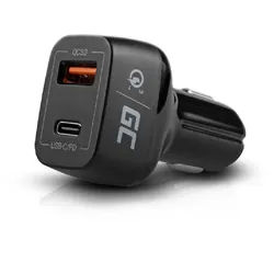 In-Car Charger USB-C Power Delivery + USB Auto-Ladegerät (mit 2 beleuchtete Ladeanschlüsse, USB Typ C + USB Quick Charge 3.0, mit Schnellladefunktion)