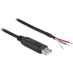 Delock Adapterkabel USB 2.0 Typ-A zu seriell RS-232 mit 3 offenen Kabelenden 1 m (1 m, Industriekabel), Schnittstellenkabel