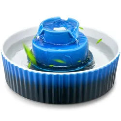 VEVOR Katzenbrunnen, 2,1 L, Keramik-Trinkbrunnen, mit leiser 1,5-W-Pumpe, 360°-Zugangsbereich, mehrschichtiges Filtersystem, Wasserbrunnen für Haustiere, Katzen, Hunde, Blau, φ240x130 mm