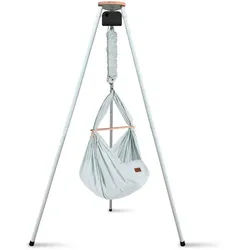 Schmusewolke Federwiege , Weiß, Hellgrau , Metall, Kunststoff, Textil , 135x194x135 cm , wendbar,Deckenmontage möglich, Feder mit Sicherheitsseil , Babymöbel & Kindermöbel, Babyzimmer, Babybetten, Stubenwagen & Babywiegen