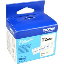 Originalband Brother Btag-133 12mm x 4m blau auf transparent nicht laminiert