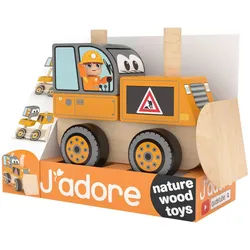 Spielfahrzeug , Multicolor , Holz, Metall , Kiefer, Ahorn , massiv , 6.5x8.5x10.5 cm , EN 71 , transportierbar , Spielzeug, Holzspielzeug