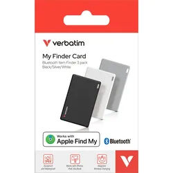 Verbatim Tracker, My Finder Card, MYFCR-03BSW, Multipack Bluetooth, Akku, für Apple Find My App, Retail (3-Pack)