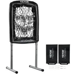 VEVOR Pitching Netz Pitching Target Höhenverstellbar 254 mm / 355,6 mm / 457,2 mm, Baseball & Softball 9 Loch Trainingsgeräte für Jugendliche und Erwachsene, Tragbares Schnellmontage-Design Schwarz