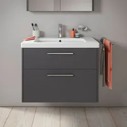 Duravit D-Code Waschtischunterschrank DC4672010490000 ,Griff Chrom, Graphit Matt, Wandhängend, Schubkästen 2, 784x555x460 mm