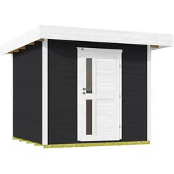Weka Gartenhaus Designhaus 172 mit Vordach (50 cm) und Design-Einzeltüre anthrazit Gr. 2 (235 x 301 cm) - 50 % Rabatt auf Dacheindeckung