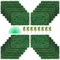 VEVOR Künstliche Pflanzenwand 24 Stk. 24 x 16 Zoll, Sichtschutz Hecke Künstlich Grün, Künstliche Buchsbaumplatte PE, Sichtschutz Kunstpflanzen 60 x 40 cm, Sichtschutzhecke Wanddekoration Pflanzenwand