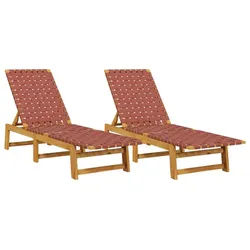 vidaXL Gartenliege Sonnenliegen 2 Stk. Rot Massivholz und Stoff, 2 St. rot