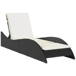 vidaXL Gartenliege, Sonnenliege mit Auflage Schwarz 60x205x73 cm Poly Rattan