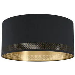 Eglo Deckenleuchte , Schwarz, Goldfarben , Metall, Textil , 24 cm , Lampen & Leuchten, Innenbeleuchtung, Deckenleuchten, Deckenleuchten