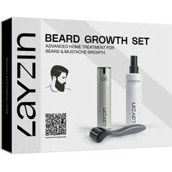 Layzin Bartwuchs Microneedling Set - für einen dichteren Bart Serum 250 ml Männer
