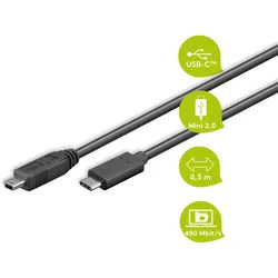 GOOBAY 67989 - USB 2.0 Kabel, C Stecker auf Mini B, 0,5 m