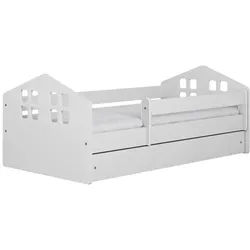 Raumhirsch Furniture Kinderbett Kacper mit Schublade ohne Matratze 90/65/164 , Weiß , Holzwerkstoff , 80x160 cm , Babymöbel & Kindermöbel, Kinderzimmer & Jugendzimmer, Kinderbetten