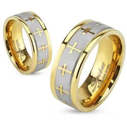 Order & Smile Schmuck Partnerring Partnerring: Edelstahl Ring silber-gold „keltisches Kreuz“ 65