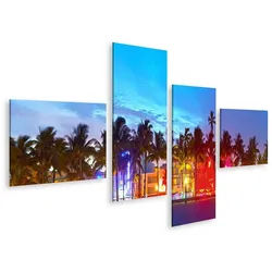 islandburner Leinwandbild Bild auf Leinwand Miami Beach Florida Hotels und Restaurants bei Sonne