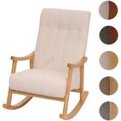 Schaukelstuhl HWC-K10, Relaxsessel, Holz FSC® Stoff/Textil Bouclé (450g/m2) ~ creme, Gestell natur