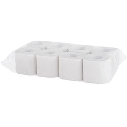 Basic Toilettenpapier, 2-lagig, Weißes WC-Papier aus Recyclingmaterial, 1 Packung = 8 Rollen à 250 Blatt