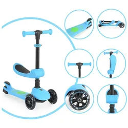 Moni Dreirad Kinderroller 2 in1 Lamborghini, Laufrad, Lenkerhöhe verstellbar, klappbar blau