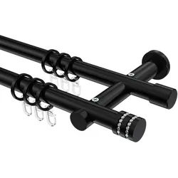GARDINENSTANGE Platon Estana 600 cm (geteilt in 3 x 200 cm), 2-läufig, 20 mm Ø Schwarz