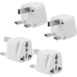 Intirilife 4x Steckdosen Adapter in WEISS - 4er Set UK Typ G Stromadapter Reisestecker für z.B. Deutschland, Italien, Spanien, Frankreich