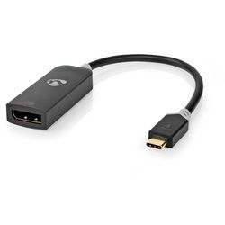 Nedis USB-Adapter USB 3.2 Gen1 - USB-CTM Stecker, DisplayPort Buchse, 0.20 m, rund, vergoldet, PVC, grau