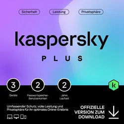 Kaspersky Plus 2026, 3 Geräte - 2 Jahre, Download