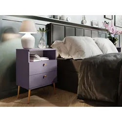 Raumhirsch Furniture Nachttisch Nachtkonsole, Nachtschrank, Nachtkommode, Betttisch (Maße: 50 x 33,9 x 69,4 cm (2 Schubladen, Gewicht 17,5 kg), hohe Beine, modernes Design, stabile Konstruktion